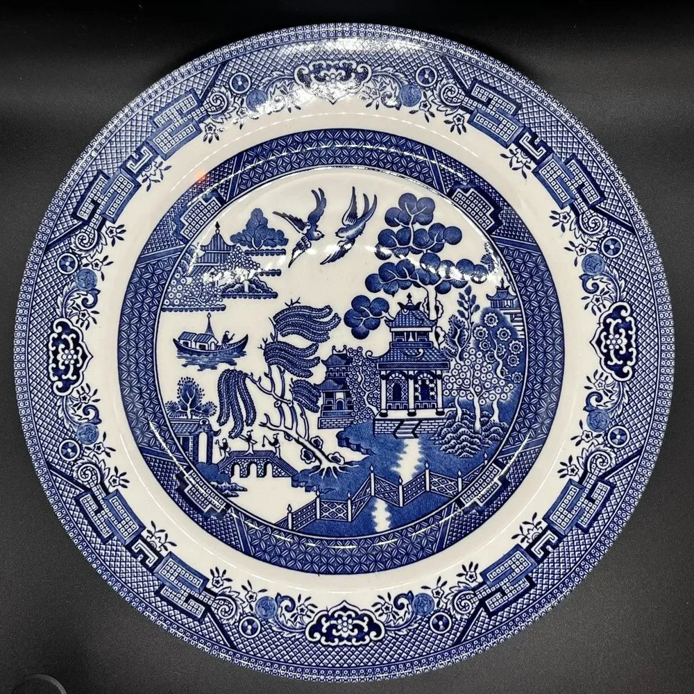 Blue Willow 3 Piece Set-Dinner Plate, Cup and Saucer by Churchill NIB